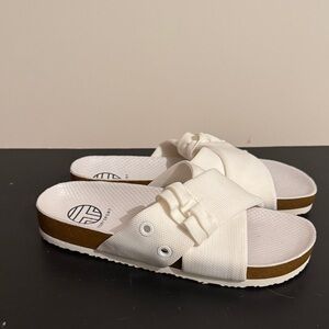 Tory Sport White Ruffle Women's Sandals